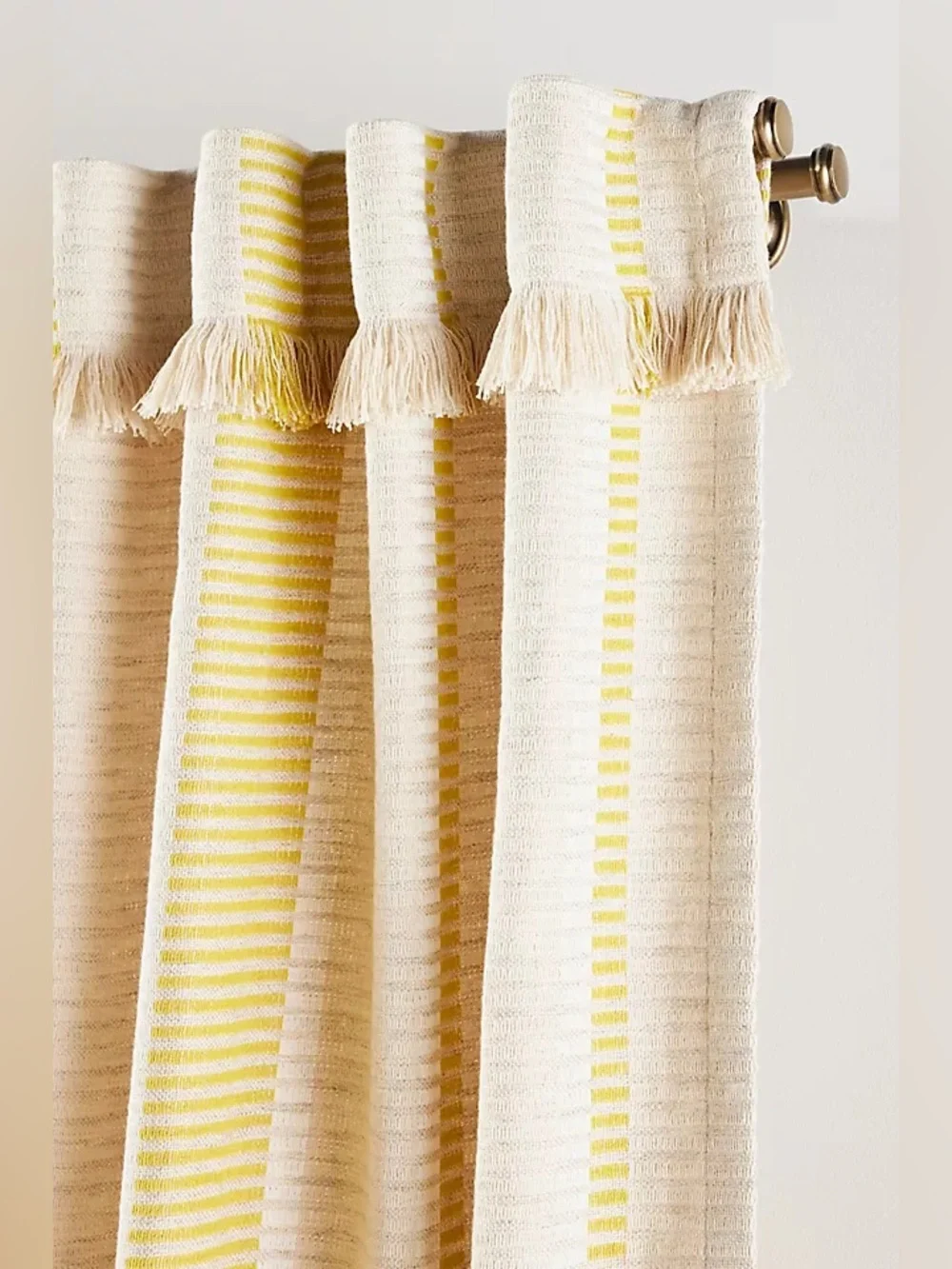 Anthropologie Pieced Striped Cotton Blend Woven Curtain 1 Panel